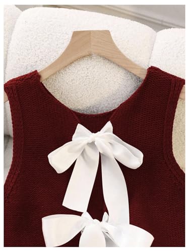 Image of GORGLITTER Women's Tie Back Cropped Sweater Vest Bow Sleeveless Knit Tank Tops Trendy Cute Cardigan Dressy Casual Outfits