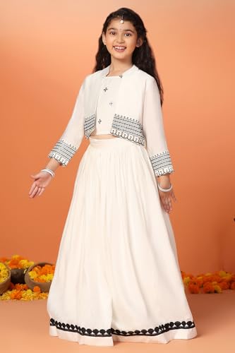 Image of Fashion Dream Girls Silk Blend Readymade Embroidered 3 Piece Lehenga Choli Set|Lehenga Choli,Ethnic Wear|Lehenga for Kids|Lehenga Set