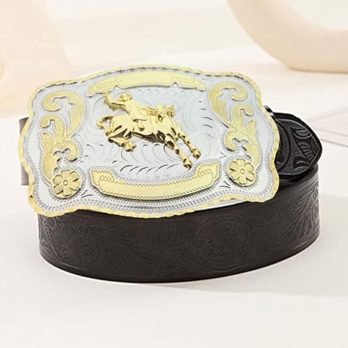 Image of WMG Western Belt Buckle For Men and Women - Cowboy Rodeo Belt Buckles - Fits Up to 2 Inch Belts