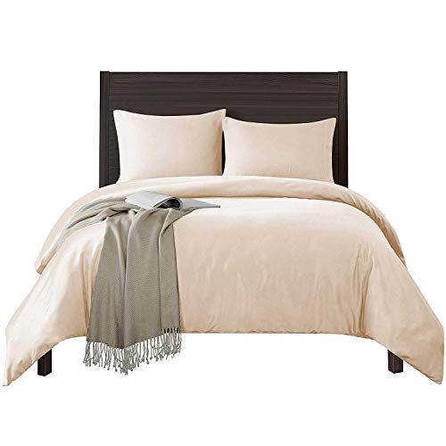 Image of 100% Cotton Duvet /Quilt Cover Set Hidden Zipper Closure 600TC Ultra Soft Durable for Double /Queen Size Bed(Ivory)