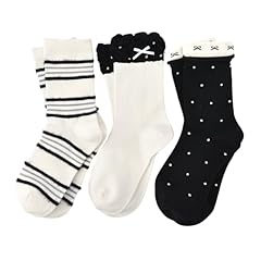 [3 Pairs]black Bow + White Stripes + Black Polka Dots