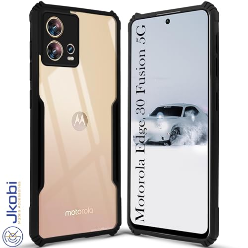Image of Jkobi Back Cover Case for Motorola Moto Edge 30 Fusion (Shockproof with Polycarbonate Clear Panel | Professional Black)