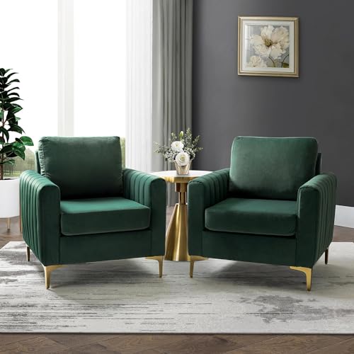 Image of Chair Armchair Single Sofa Chair for SmallWingback Chair | High Back Wing Chair | Single Seater Chair for Living RoomSet of 2 Chairs (Green1)