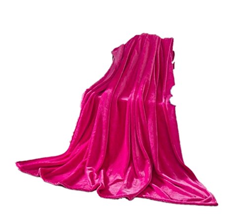HHBY Flannel Blanket Soft Warm Cozy Plush Throw for Bed Sofa Couch (150CM200CM) (Hot Pink)
