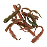 10pcs Realistic Moving Sandworm Fishing Lure, Stretchable 40CM+ TPR Soft Bait with Shrimp Scent for Sea Fishing, Float Bait for Saltwater Fish(No. 1 Green Brown)