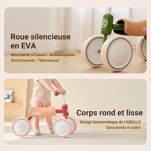 Vélo à quatre roues kidpop Big Bee avec direction stable pour bébé 1 an - 4