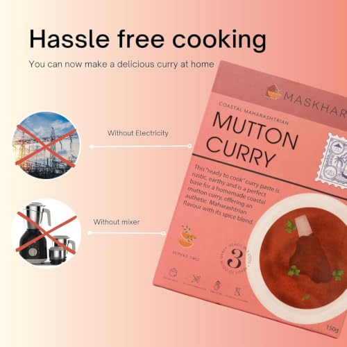 Image of Maskhari Mutton Curry Masala Paste 150g Pack of 2 | Ready to Eat Mutton Masala Paste | Authentic Maharashtrian Indian Curry Paste | Heat & Eat Food | Ready to Cook Food | Instant Indian Meal