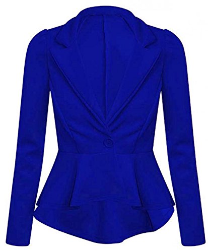 Veste Crop Peplum Bleu 40 Blazer Femme Manches Longues à Volant Sculptant