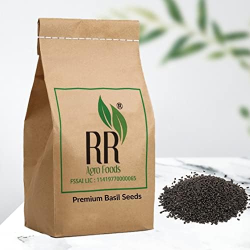 RR AGRO FOODS Basil Seeds 5 kg - Sabja Seeds | Reduce Body Heat | Tukmaria/Tukhmalanga Seed for Weight Loss | Tulsi beej for Eating & Falooda | High in Fibre & Omega 3 | Pack of 1