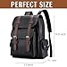 Farcauo Leather Backpack for Men Vintage Laptop Backpack Black Travel Work Backpacks Large Capacity Business Hiking Back Pack