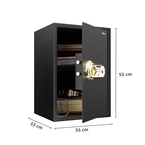Image of Amazon Basics Digital Safe With Biometric Keypad | Metal Safe Locker For Home, Office, Hotel | Gross Capacity - 58L (Net - 51L), Black