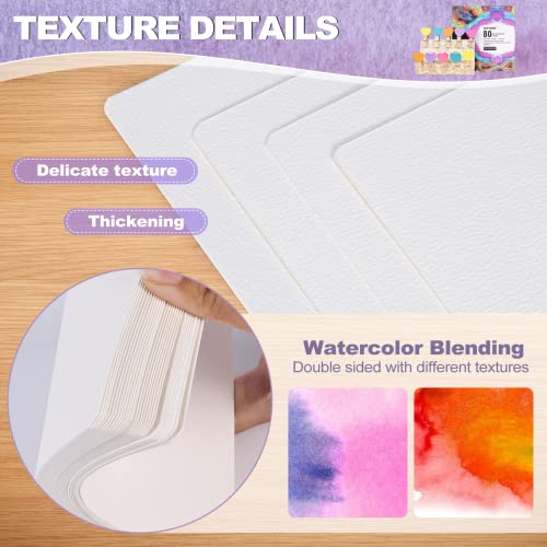 Sintong Watercolor Paper Cards, 80 Sheets Of 300Gsm/140 Lb,100% Cotton Water Color Paper, With 10 Wood Clips In Box, Cold Pressed, Double-Side Textured Cardstock For Watercolor, Oil Pastel And More. #TOP2