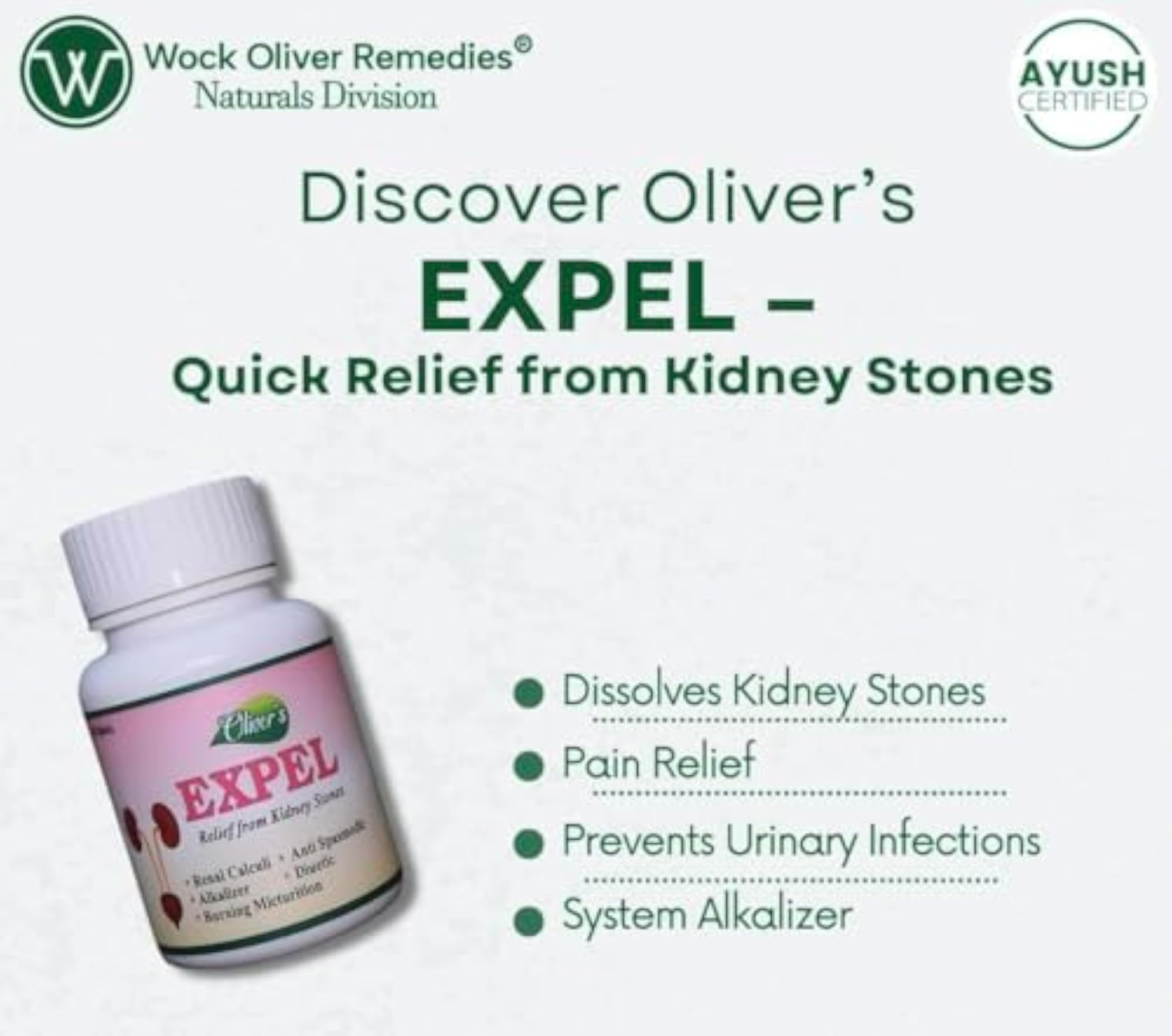 Oliver's Expel Stone Remover Tablets 60 Tabs, Herbal Remedy