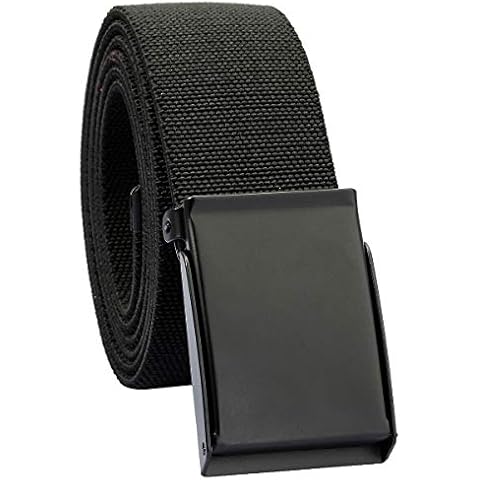 moonsix Elastic Web Belts for Men,Solid Color Stretch Military Style Flip-Top Belt,Black Cover