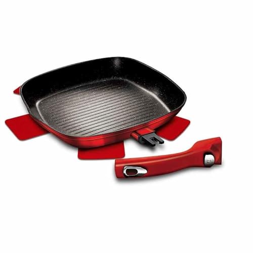 Berlinger Haus - BH/1947 - Grill Pan, 28 cm, con un agarre extraíble, edición de Borgoña de Línea de Metal, Protector Freelance