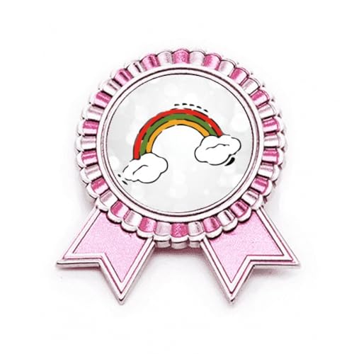 Broche rose arc-en-ciel météo vent badge métal pour veste et sac
