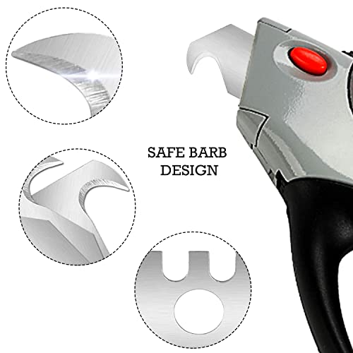 Hakenklingen Trapezhakenklingen 30Stk Hakenklinge 0,6 mm Klingenstärke mit Lochung für Teppichmesser Verpackungen Bodenbeläge Plastik