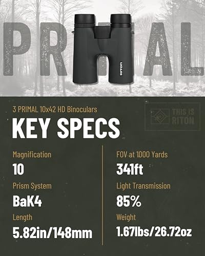 Binoculares Riton Optics X3 Primal 10x42mm HD BAK4 miniatura 5
