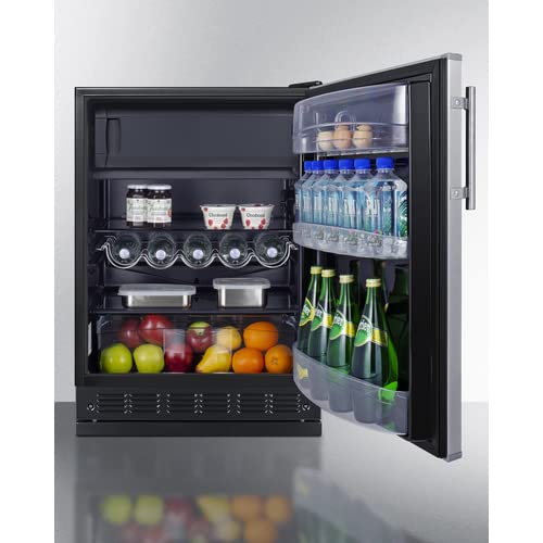 Summit CT66BK2SSRS 24” Wide Adjustable Under Counter Refrigerator-Freezer 4.9 cu.ft. Made in Europe with Automatic Defrost Operation, Reversible Stainless-Steel Door, Black Interior (Right Hand Door) on Fridge.com