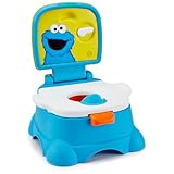 Sesame Street Cookie Monster Terrific 3 in 1 Potty Training Toilet Seat and Step Stool, Easy Clean Design with Flush Handle and Sounds, Portable, Great for Travel, Perfect for Toddler Boys & Girls 1-3