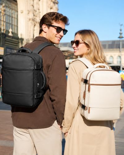 Image of suradar Travel Backpack for Women Men,Carry On Backpack Flight Approved Personal Item Travel Bag Laptop Backpack Waterproof Weekender Essentials Hiking Rucksack Casual Daypack Black