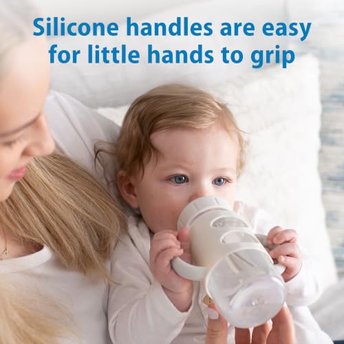 Dr. Brown's Wide-Neck Sippy Spout Bottle with Handles, Green & Gray, 2-Pack | Transition from nipple to sippy with the bottle baby loves, 100% silicone easy-grip handles and sippy spout, 9 oz, 6m+ - image 3