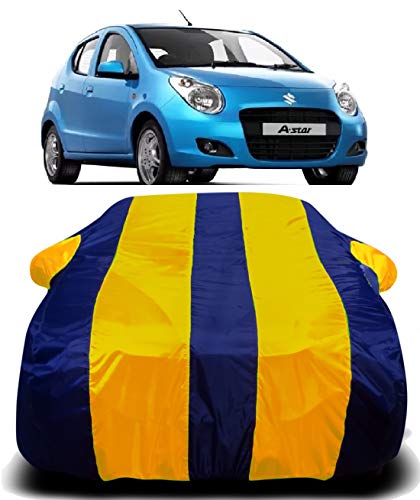 Image of Waterproof Car Cover with Ultra Surface Body Protection (Yellow Stripes) (Maruti Suzuki A-Star)