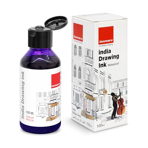 Image of Isomars India Waterproof Drawing Ink - Voilet- 100ML Bottled Ink, for Paper Board, Canvas,Fabric and Wood Ideal for Designers, Airbrush Artists, Illustrators, Fine Artists and Craft and Hobbyists.