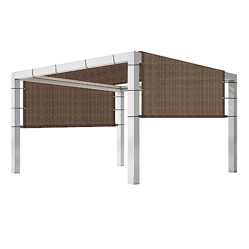 AwnPro 7' x 38' Outdoor Pergola Shade Cover Canopy for Patio Deck Porch Backyard Gazebo Replacement Shade Cover with Spaced Grommets Weighted Rods Brown