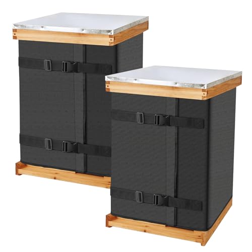 Winter Bee Hive Wrap for 8 and 10 Frame Hives Adjustable Beehive Wrap Beekeeping Supplies 600D Oxford Insulated Cover Waterproof Windproof Lightweight Reusable 75.98 x 23.6 (2 Pcs)