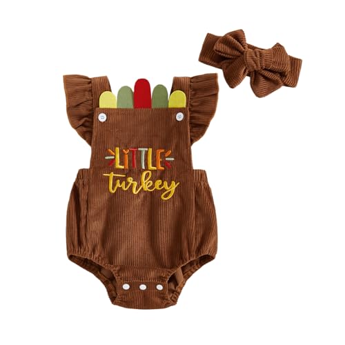 YINGISFITM My First Thanksgiving Baby Girl Outfit Infant Turkey Onesie Bubble Romper Newborn Clothes for Girls (Turkey 6-12Months)