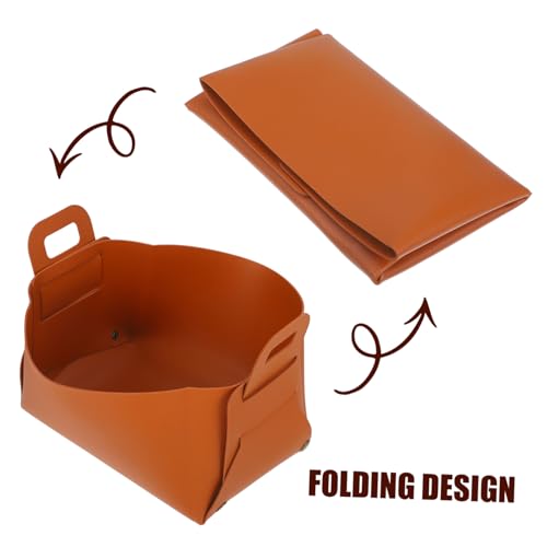 Caja organizadora de escritorio en cuero PU marrón miniatura 4