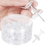 DANRONG 30 PCS Jumbo Push Pins for Bulletin Board, Large Thumb Tacks for Wall, 1.81 Inch, Giant Clear Thumbtacks, Pin Tacks for Cork Board Hanging Maps Photos Posters Calendar, Office School Supplies