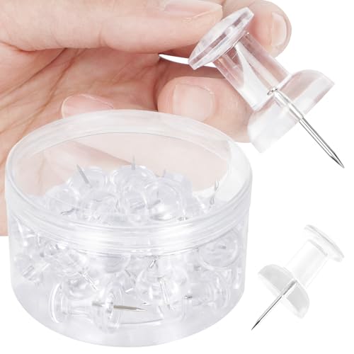 DANRONG 30 PCS Jumbo Push Pins for Bulletin Board, Large Thumb Tacks for Wall, 1.81 Inch, Giant Clear Thumbtacks, Pin Tacks for Cork Board Hanging Maps Photos Posters Calendar, Office School Supplies