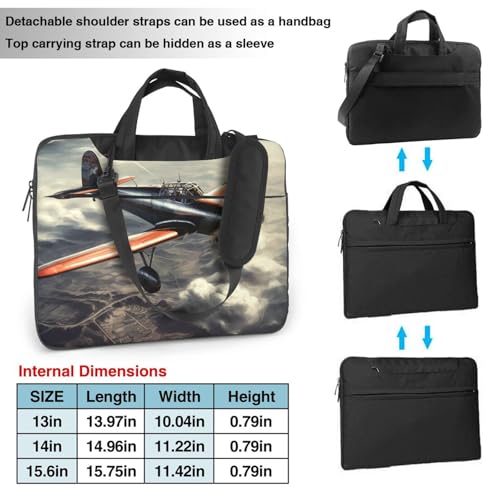 Bolso portátil con diseño avión retro negro 14 pulgadas miniatura 4