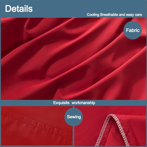 WhatsBedding Body Pillow Cover Cotton Fabric, Long Pillowcase Breathable & Skin-Friendly, Envelope Closure - Red (20x54 inch)