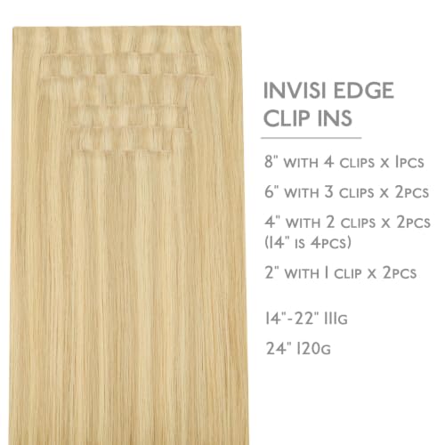 Image of WENNALIFE Invisible Edge Seamless Clip in Hair Extensions Real Human Hair