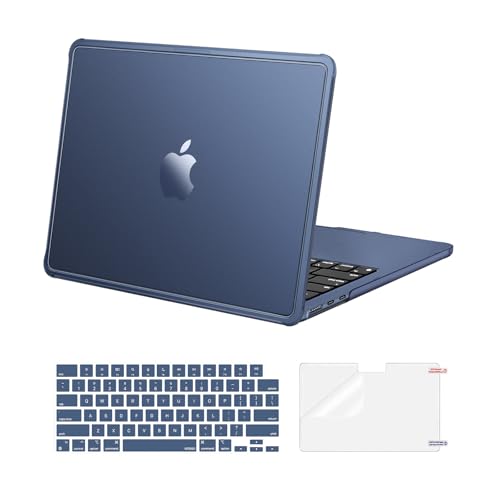 MOSISO Compatible with MacBook Air 13 inch Case M5 M4 M3 M2 2026-2022 A3449 A3240 A3113 A2681, Precision-Matched to Laptop Color, 3 in 1 Kit Reinforced Corners Hard Shell for Mac Air 13.6, Midnight