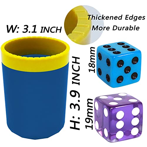 Dice Cup(Blue) Set including 4 Pcs 19mm(Puple) and 5 Pcs 18mm(Blue) Standard 6 Sided Dices, with Storage Bag - Image 3