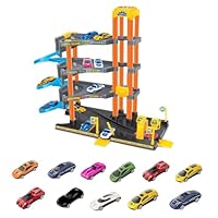 Xwin Sportseries Spiral Parking Garage Toy Set for Kids, 4-Story Parking Lot Playset Preschool Car Games Toys for Kids Vehicle Playsets Race Car Ramp Track Toy for 5 6 7 Year Old