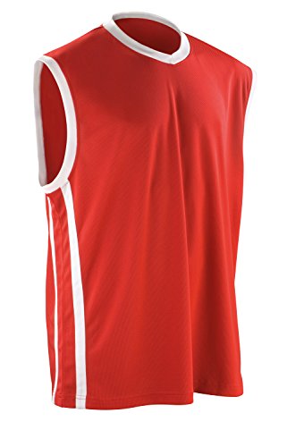 Haut de basket Spiro respirant vêtement de sport rouge blanc L