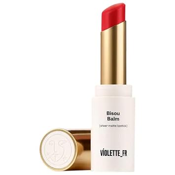 VIOLETE - Balm Sheer Matte Lipstick - Hydrating, Buildable Sheer Color with Soft Matte Finish, Comfortable Wear, Vegan & Cruelty-Free - Color B0nb0n Coquelicot- warm poppy red