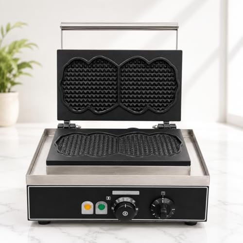 Image of 2PCS Round Waffle Machine, Commercial Electric Waffle Maker Machine, Professional Belgian Waffle Maker for Cafe Bakery