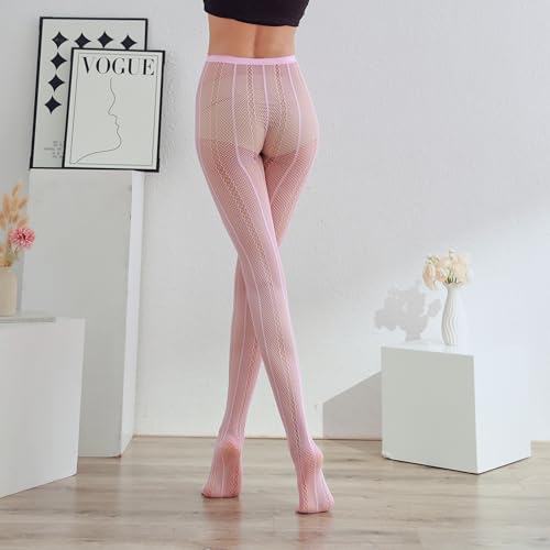 Image of Sahabowi Fishnet Pantyhose For Women Sheer High Waist Tights Control Top Mesh Stockings, Pantyhose12