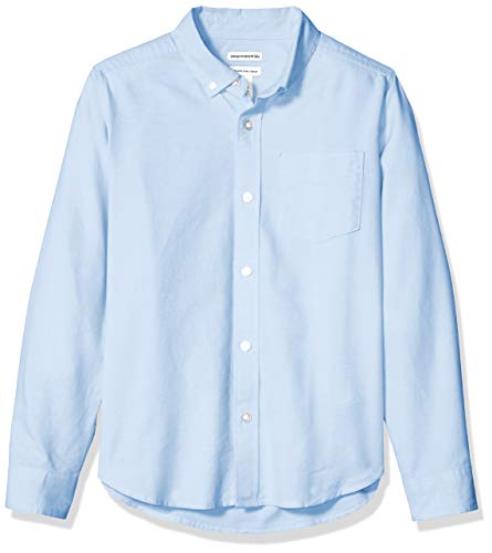 Amazon Essentials Boys  Uniform Long-Sleeve Woven Oxford Button-Down Shirts, Blue, Large