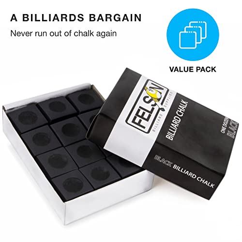 Felson Pool Chalk Cubes | Pool Table Accessories For Table Billiards | Pool Cue Chalk & Storage Box | Black 12 Count (Pack Of 1) #TOP1