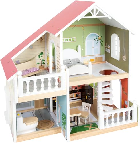 small foot Puppenhaus mit Dachterrasse aus Holz, mit offener Front und...