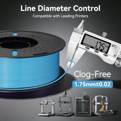 Image of Kingroon PETG 3D Printer Filament, High Strength, Low Warping, Odorless, Dimensional Accuracy + /- 0.02 mm, 1kg Spool(2.2lbs), 1.75 mm, Sky Blue