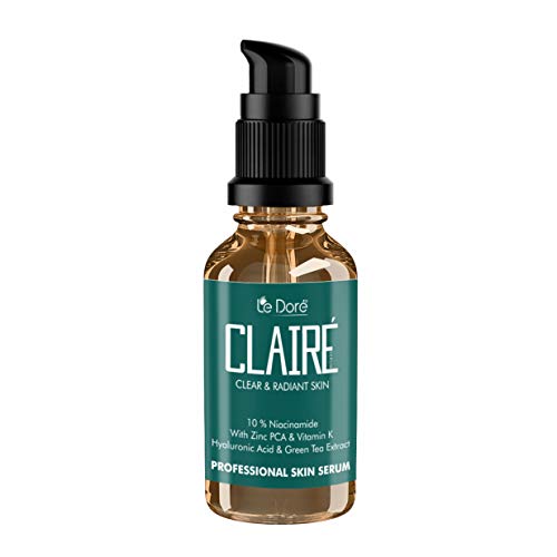 Le Dore Claire Serum | 10% Niacinamide, Zinc PCA, Vitamin K, D-Panthenol, Green Tea & Meadowsweet Extract | Anti-Acne & Sebum Control, Reduces Acne Marks & Sun Damage | For Men & Women | 15ml