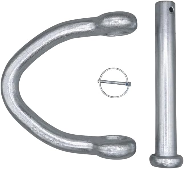Mytee Products Web Sling Shackle - 6" w/Quick Pin, 23,500 lbs WLL, White Blue Zinc, for Recovery Straps, Auto Hauling, Towing